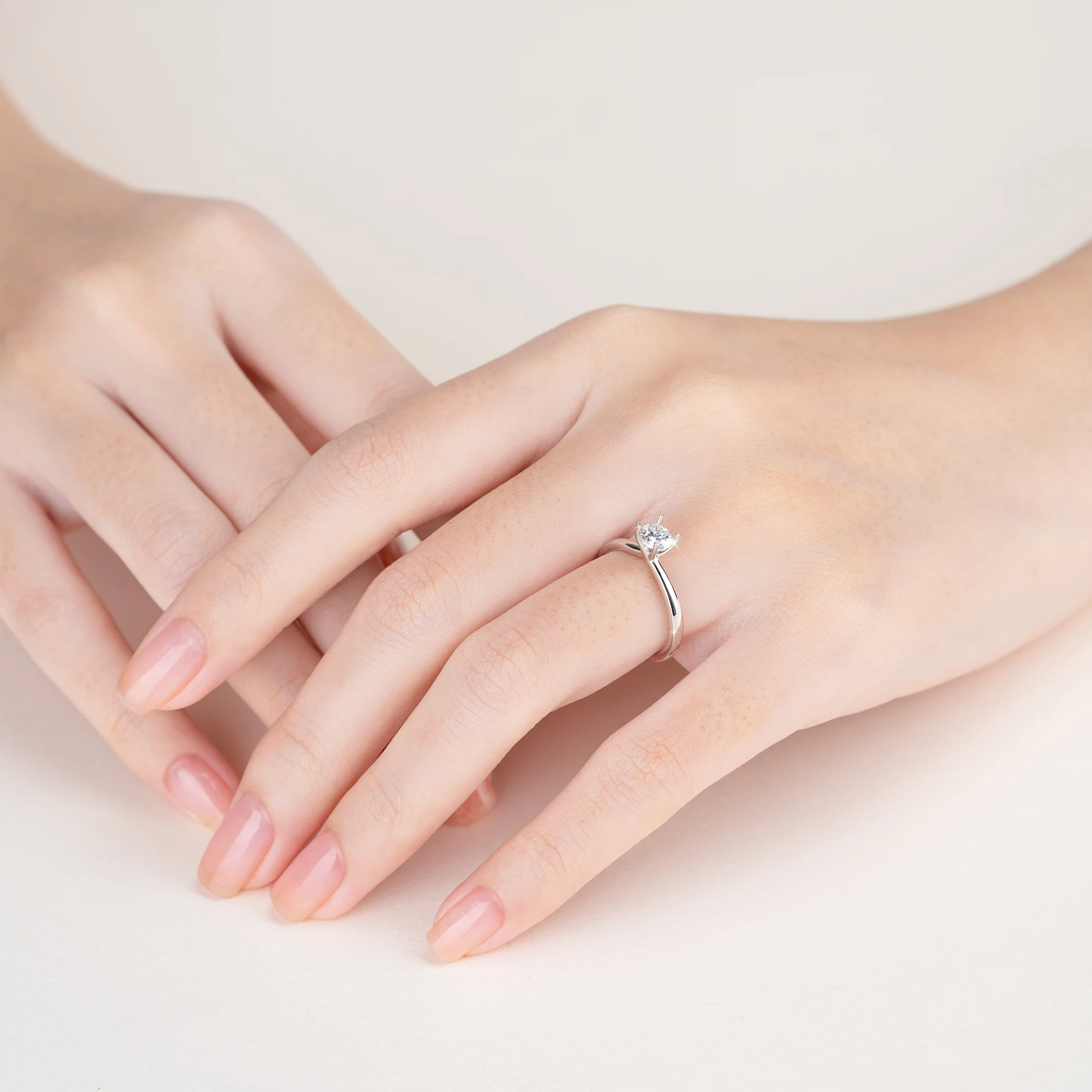 Simple Four Prongs Trellis Engagement Ring NCH1401 6